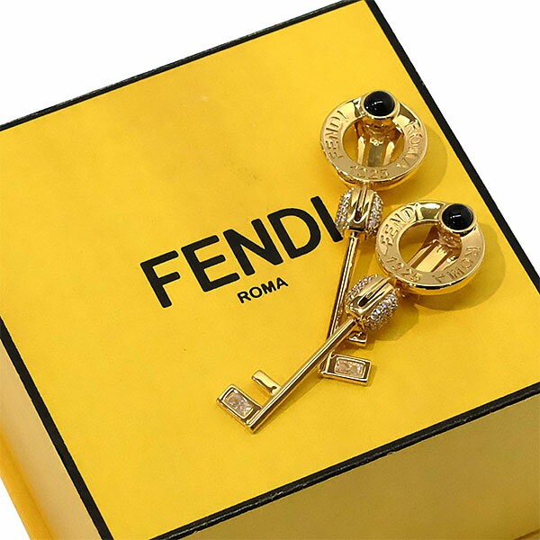 FENDI Earrings Key GP Gold Women Accessory Authentic