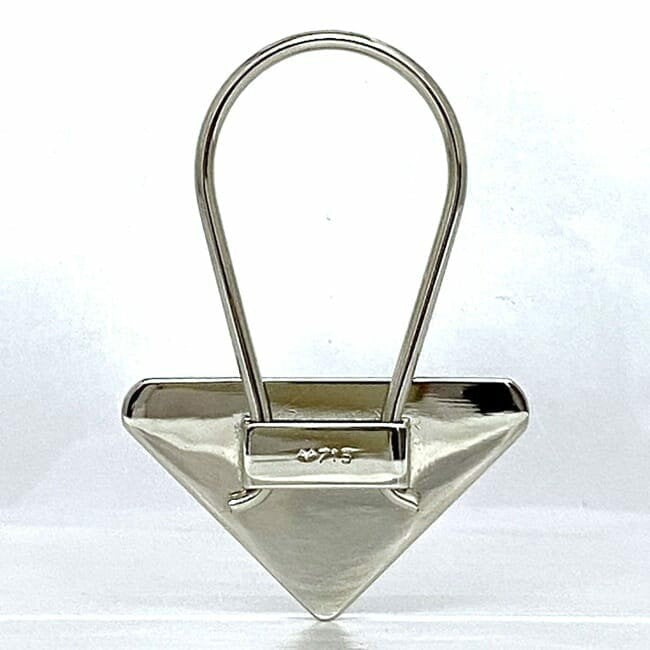PRADA Key Ring Keychain Bag Charm Logo Metal Silver Black Authentic