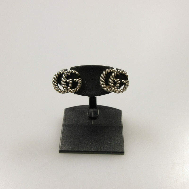 GUCCI Earrings Double G Silver Unisex Accessory Authentic