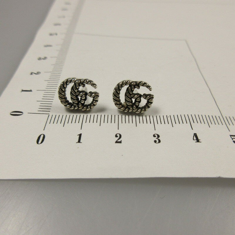 GUCCI Earrings Double G Silver Unisex Accessory Authentic