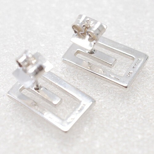 GUCCI Earrings G Design Square Flat Silver 925 Unisex Accessory Authentic