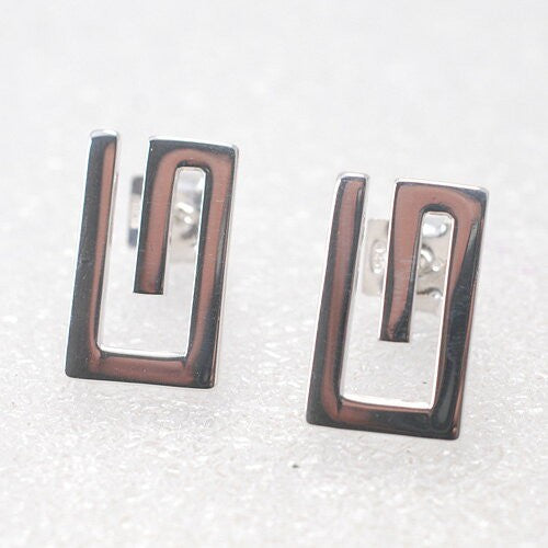 GUCCI Earrings G Design Square Flat Silver 925 Unisex Accessory Authentic