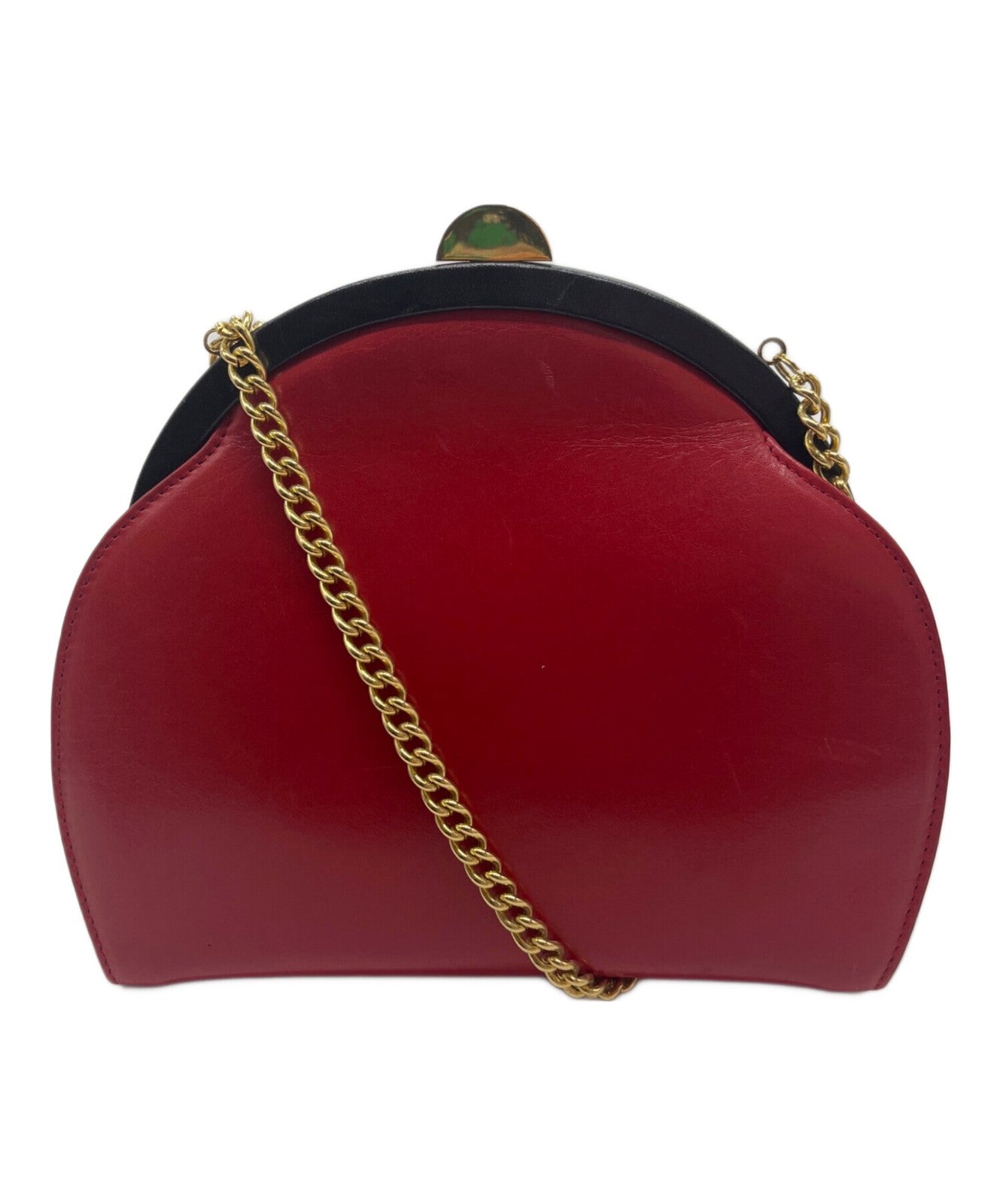 Salvatore Ferragamo shoulder bag Purse Red Black chain Women's Used Authentic