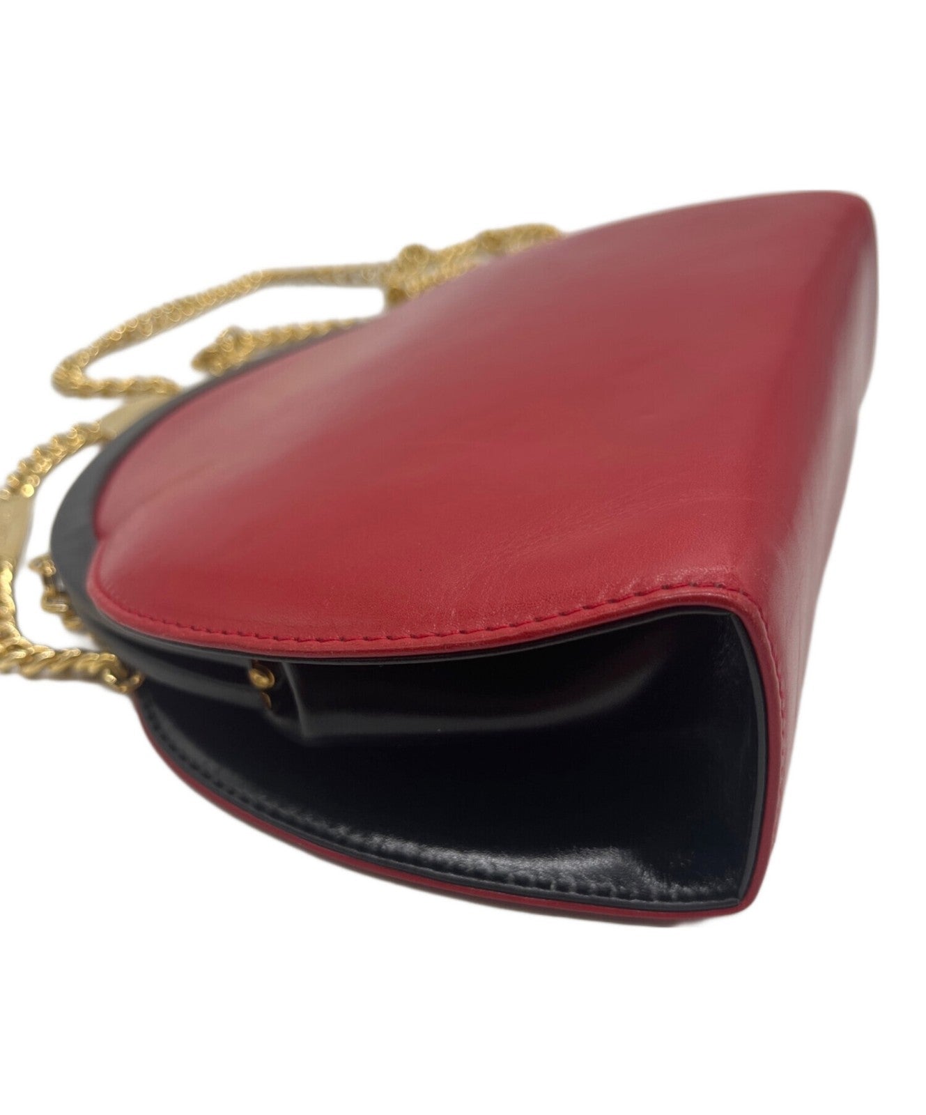 Salvatore Ferragamo shoulder bag Purse Red Black chain Women's Used Authentic