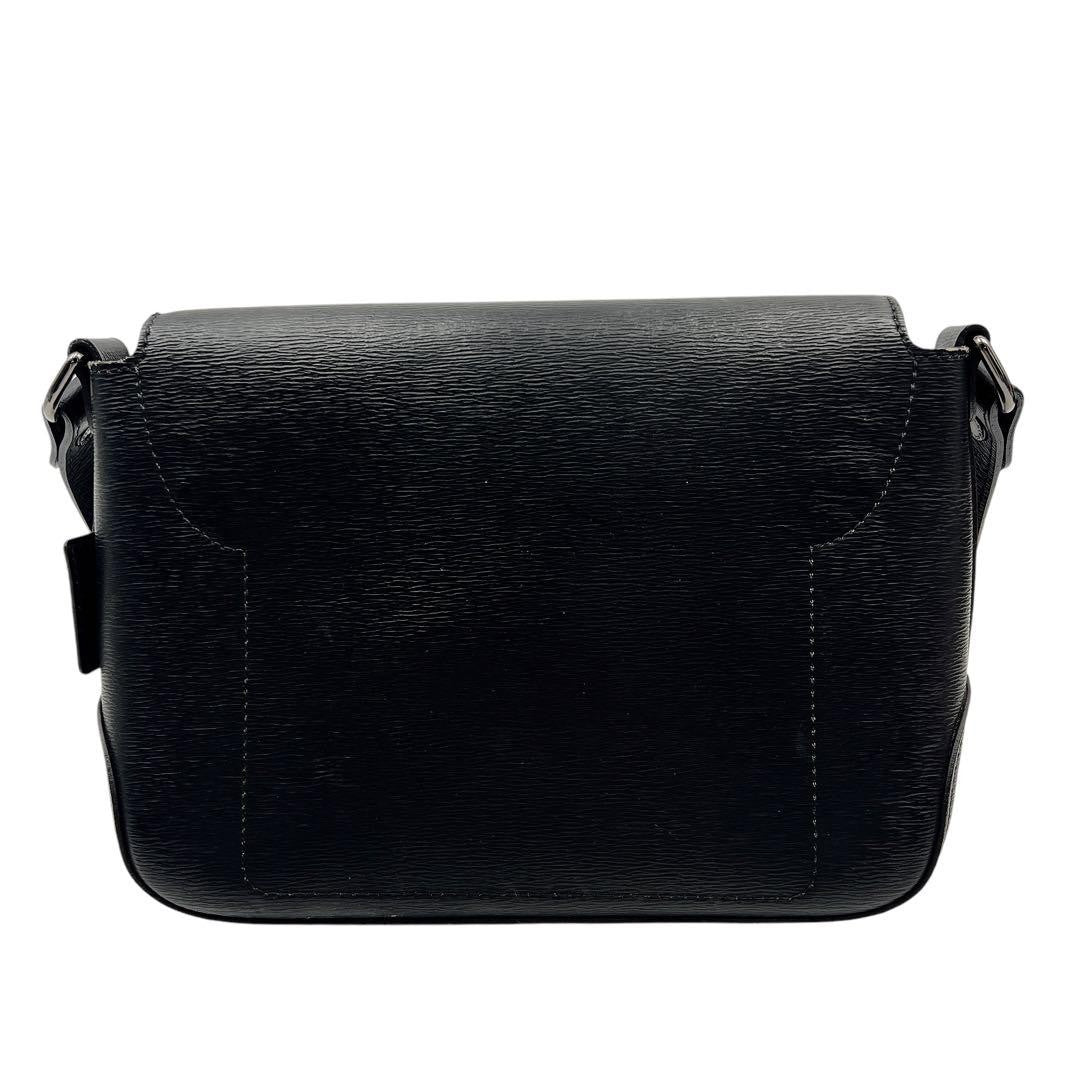 Longchamp shoulder bag Purse Black Leather Women's Authentic Used