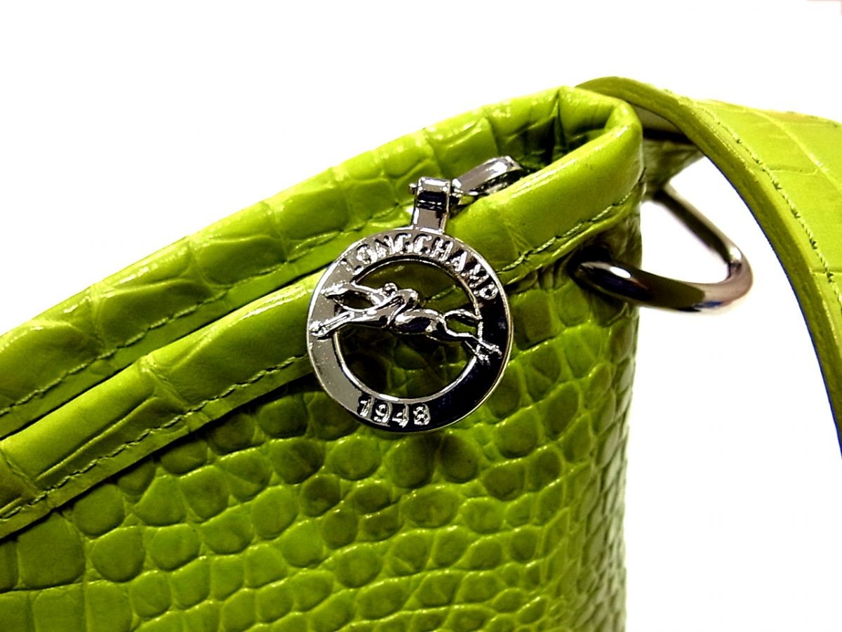 Longchamp shoulder bag Purse Le Roseau yellow green Authentic Women's Used
