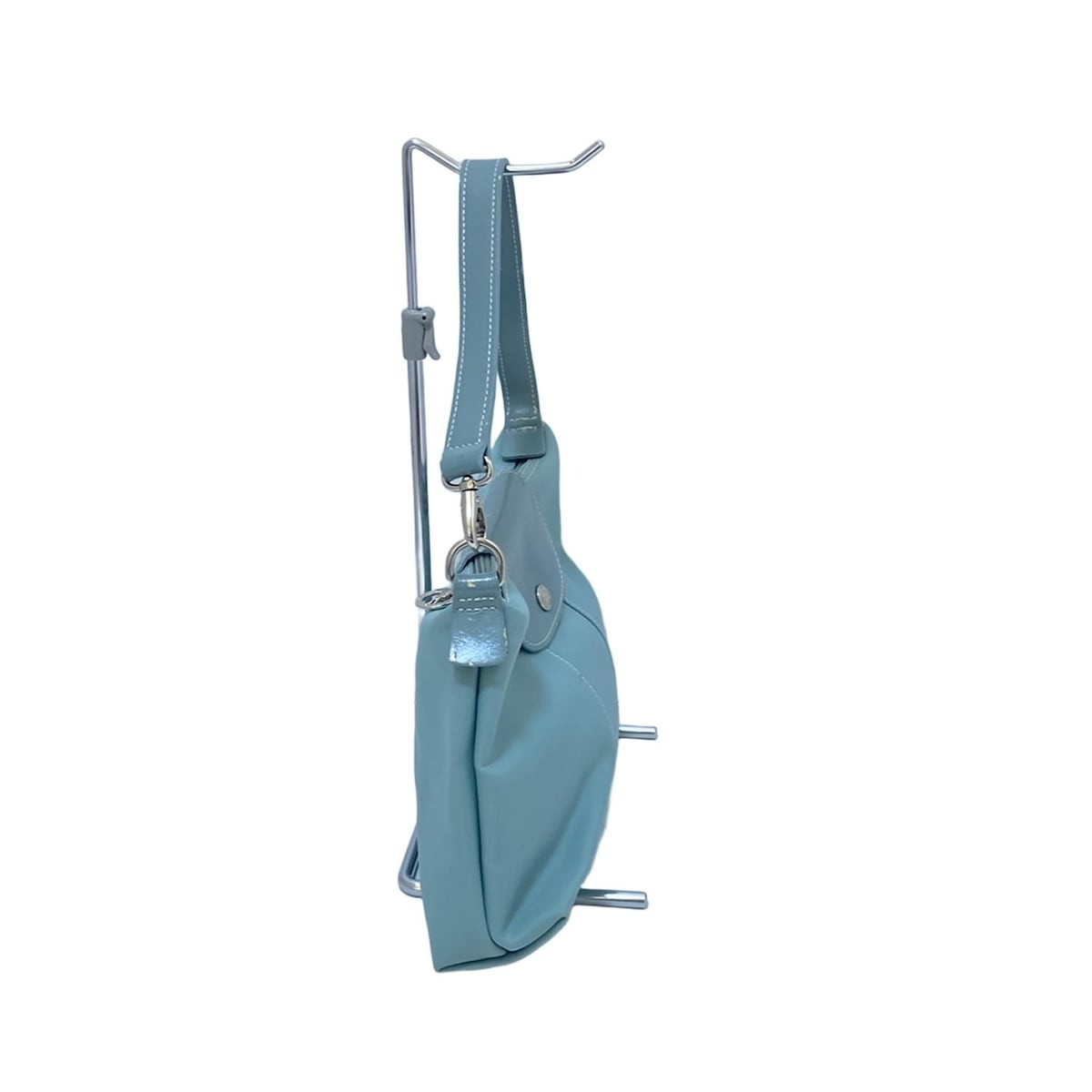 Longchamp handbag Purse light blue Nylon Leather Authentic Used Women's
