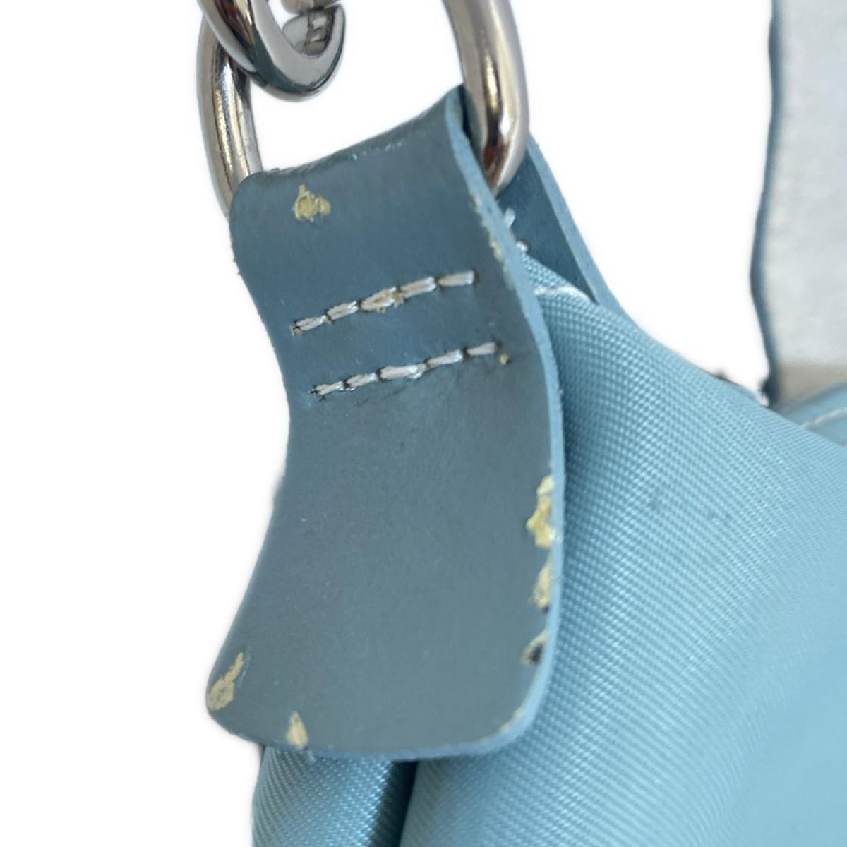 Longchamp handbag Purse light blue Nylon Leather Authentic Used Women's