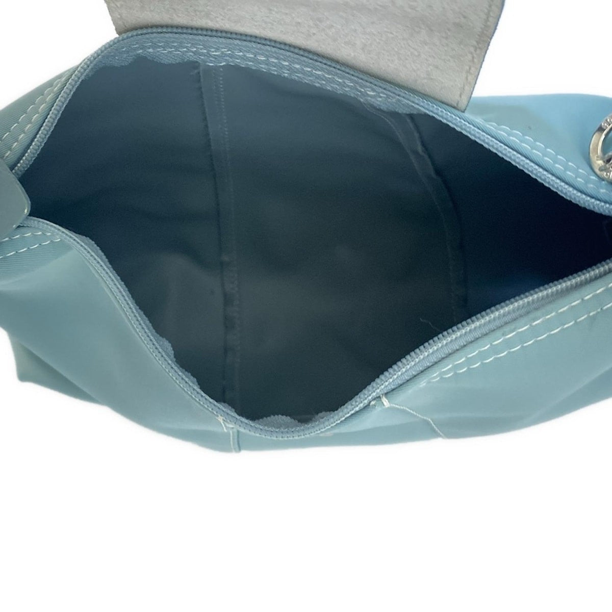 Longchamp handbag Purse light blue Nylon Leather Authentic Used Women's