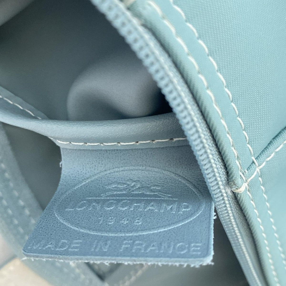 Longchamp handbag Purse light blue Nylon Leather Authentic Used Women's