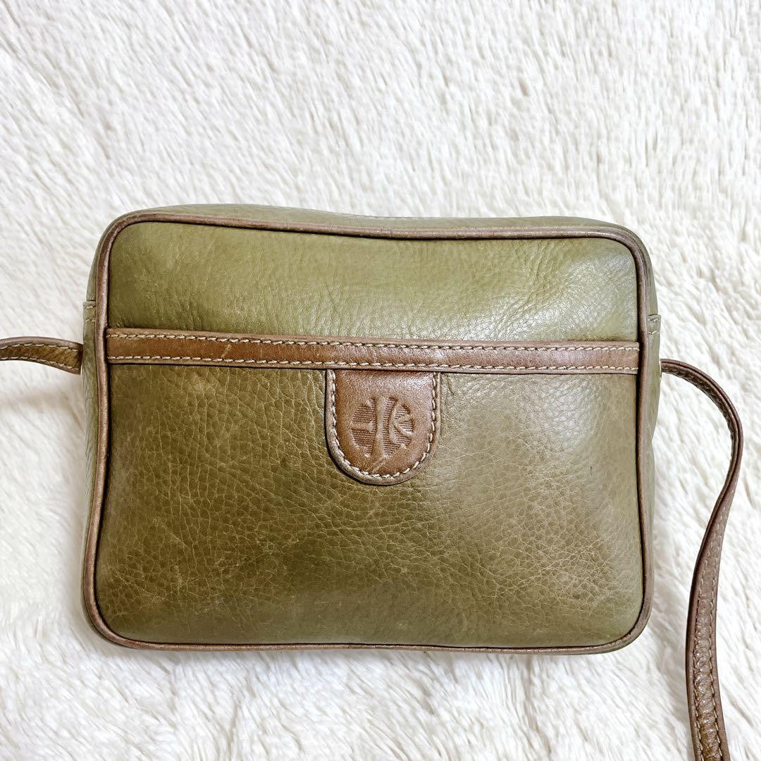 LOEWE 70s Logo Leather Purse Shoulder Bag brown kahki Women's Used Authentic