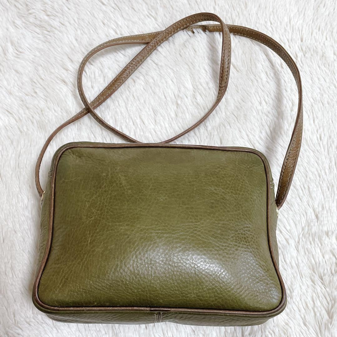 LOEWE 70s Logo Leather Purse Shoulder Bag brown kahki Women's Used Authentic