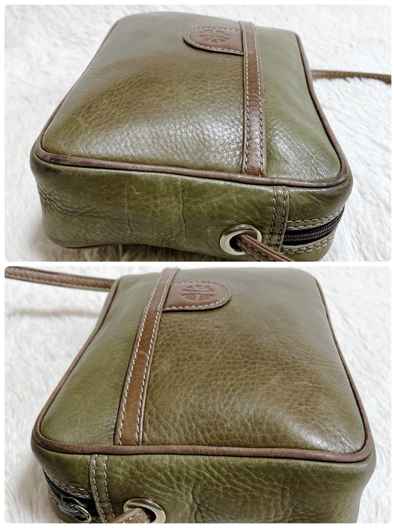 LOEWE 70s Logo Leather Purse Shoulder Bag brown kahki Women's Used Authentic