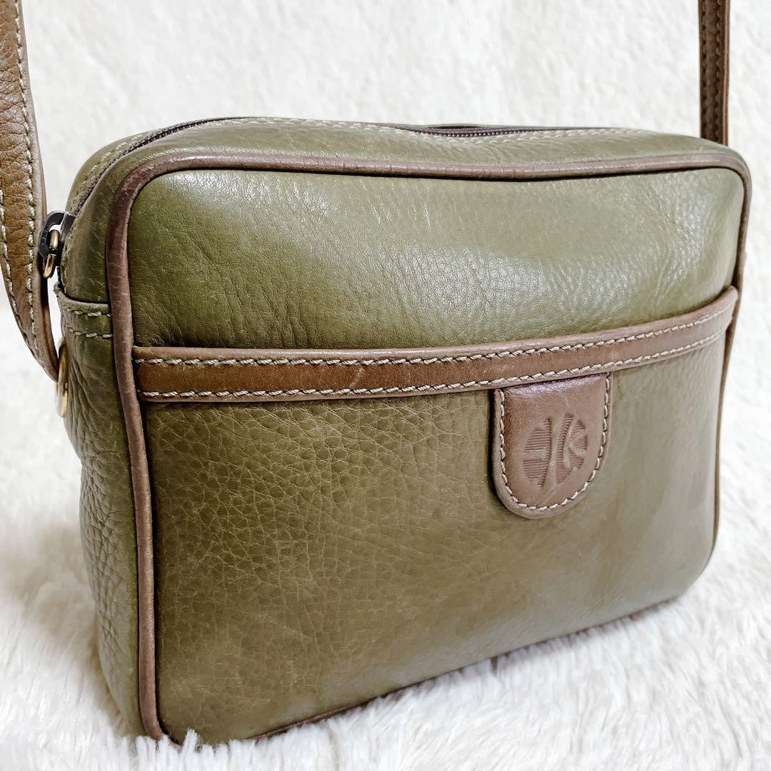 LOEWE 70s Logo Leather Purse Shoulder Bag brown kahki Women's Used Authentic