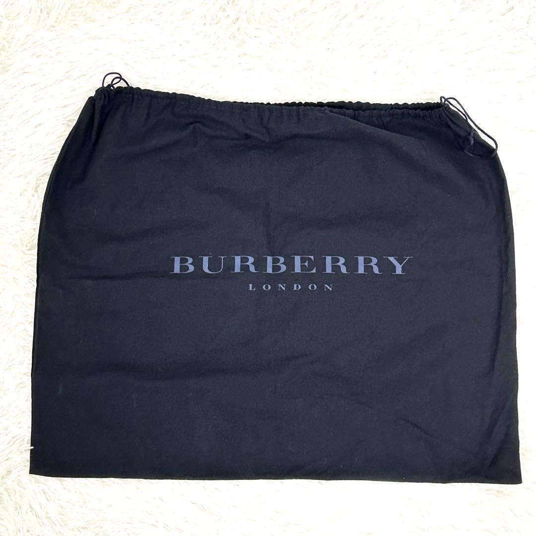 BURBERRY Hand Bag Tote Purse Canvas Leather Navy Bordeaux Authentic