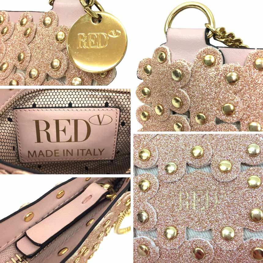 Red Valentino Shoulder Bag Purse Leather Pink Authentic