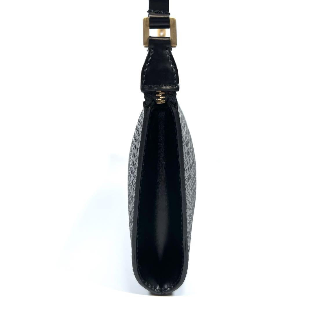 Salvatore Ferragamo Accessory Pouch Shoulder Bag Purse Gancini PVC Leather Black