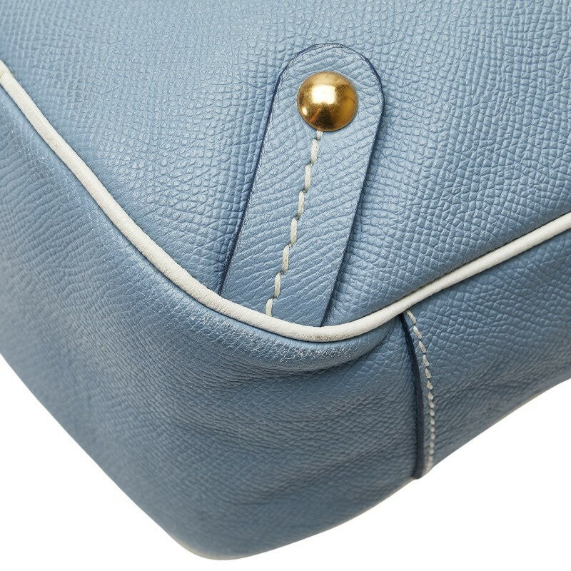 Salvatore Ferragamo Hand Bag Tote Purse Leather Light Blue Authentic
