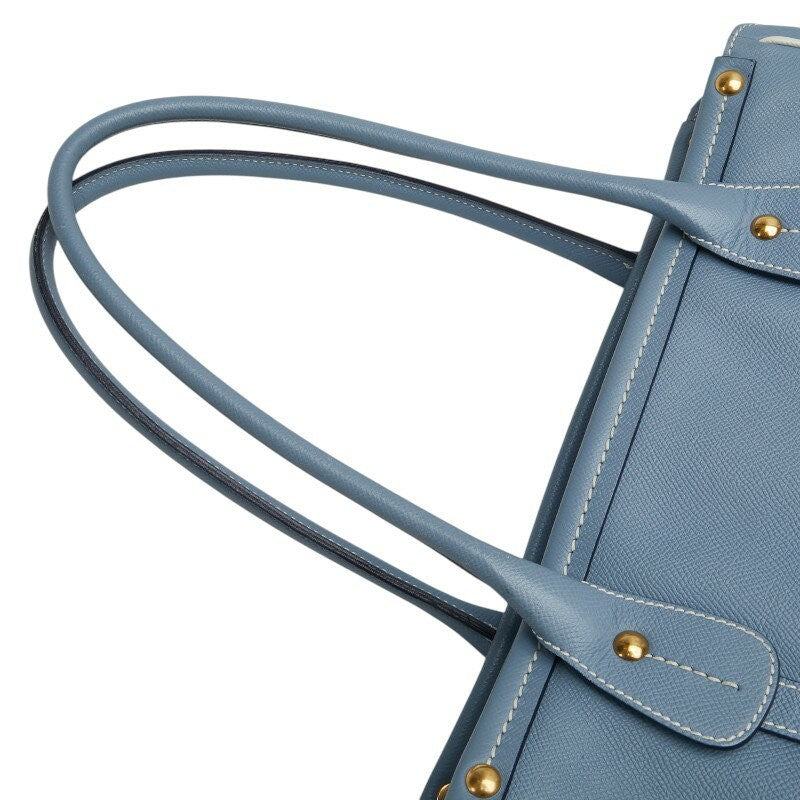 Salvatore Ferragamo Hand Bag Tote Purse Leather Light Blue Authentic