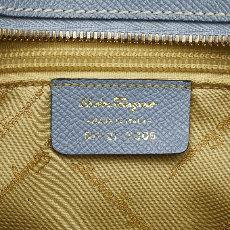 Salvatore Ferragamo Hand Bag Tote Purse Leather Light Blue Authentic
