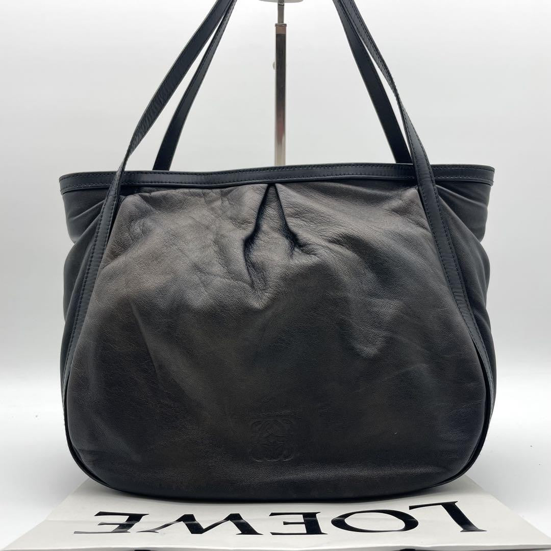 LOEWE Hand Bag Tote Purse Anagram Leather Authentic
