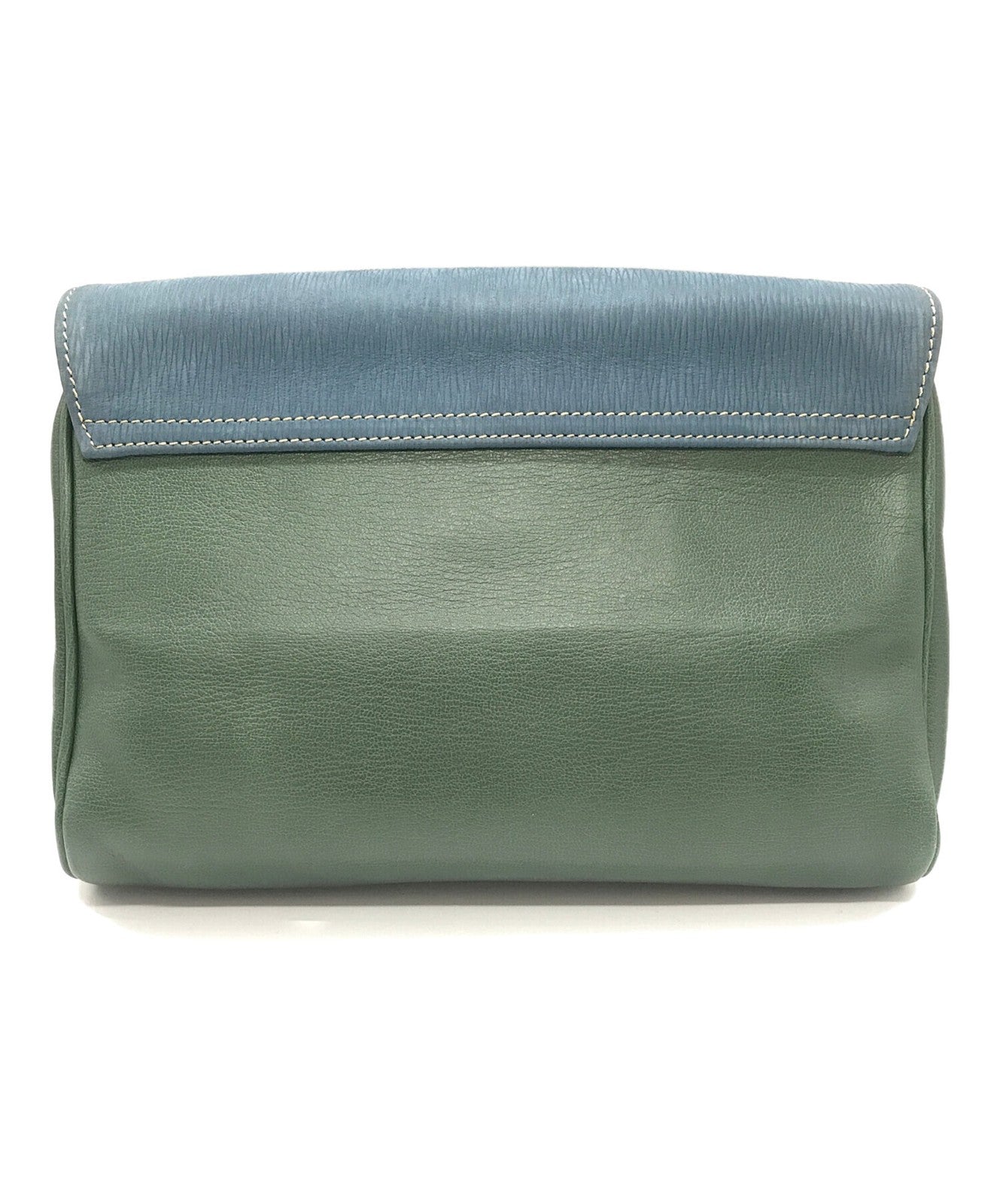 LOEWE Clutch Bag Second Bag Logo Green Blue Authentic