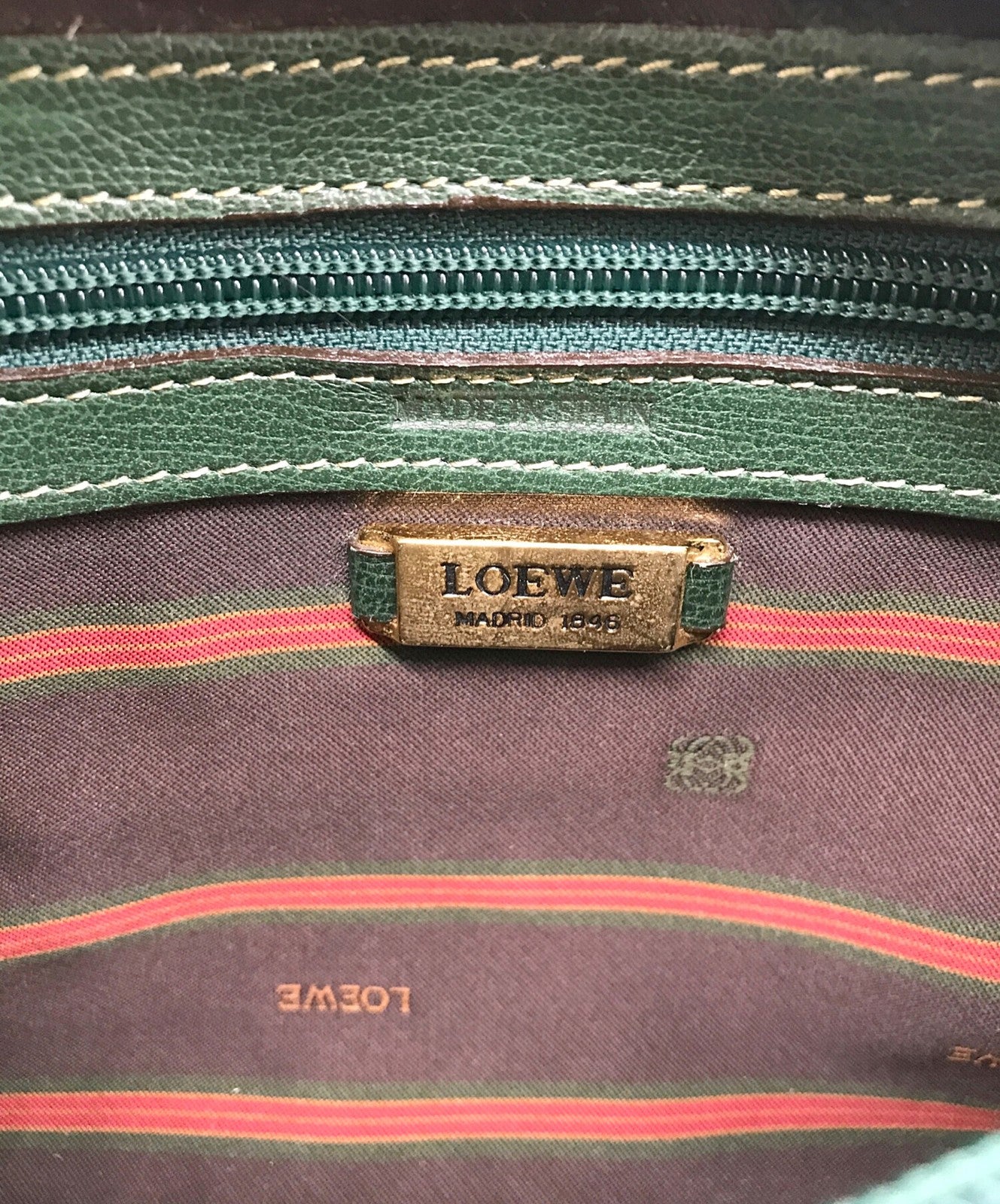 LOEWE Clutch Bag Second Bag Logo Green Blue Authentic