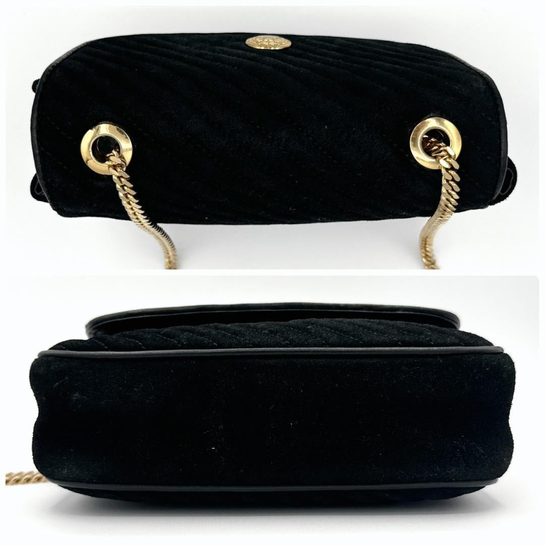 CELINE Shoulder Bag Purse Macadam Chain Black Authentic