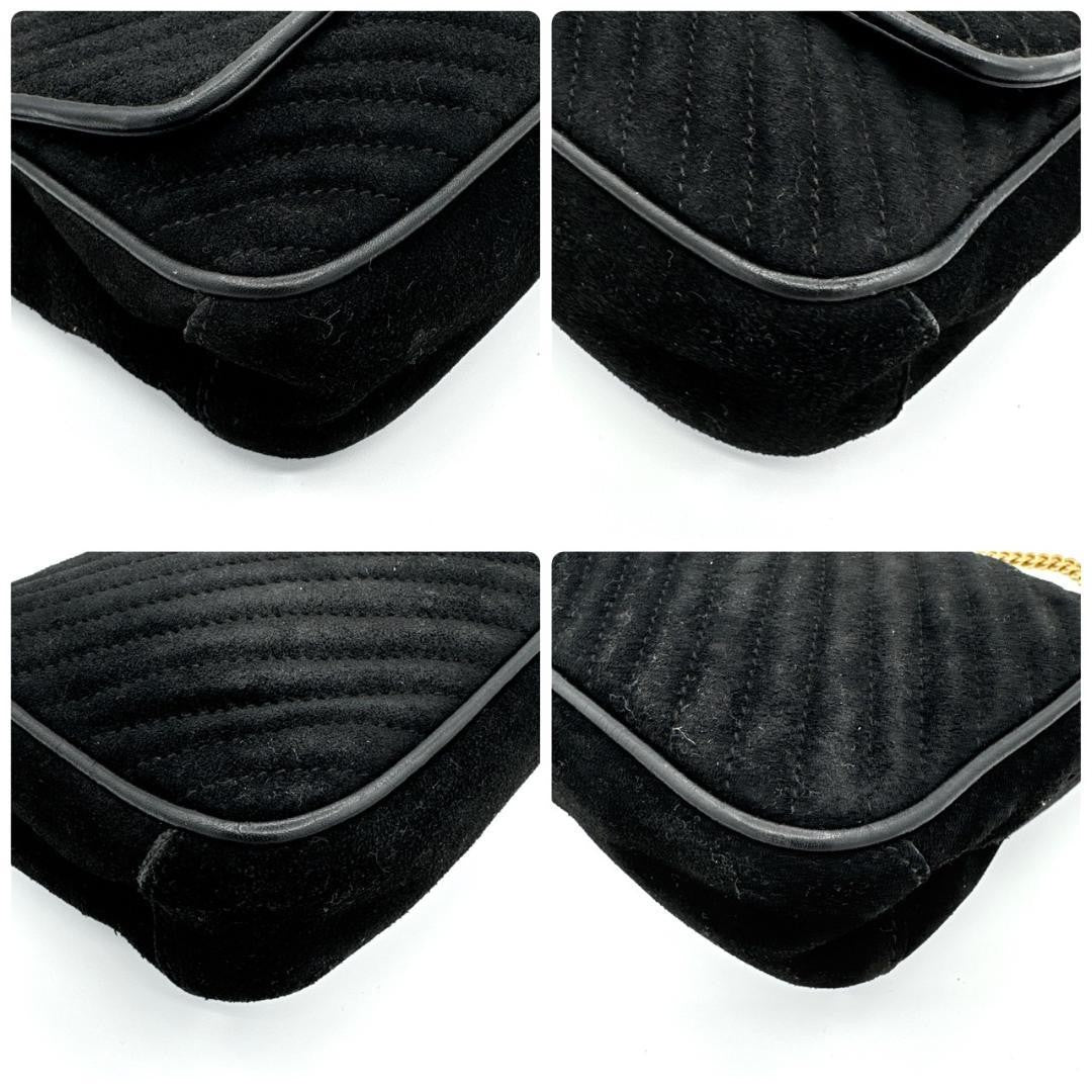 CELINE Shoulder Bag Purse Macadam Chain Black Authentic