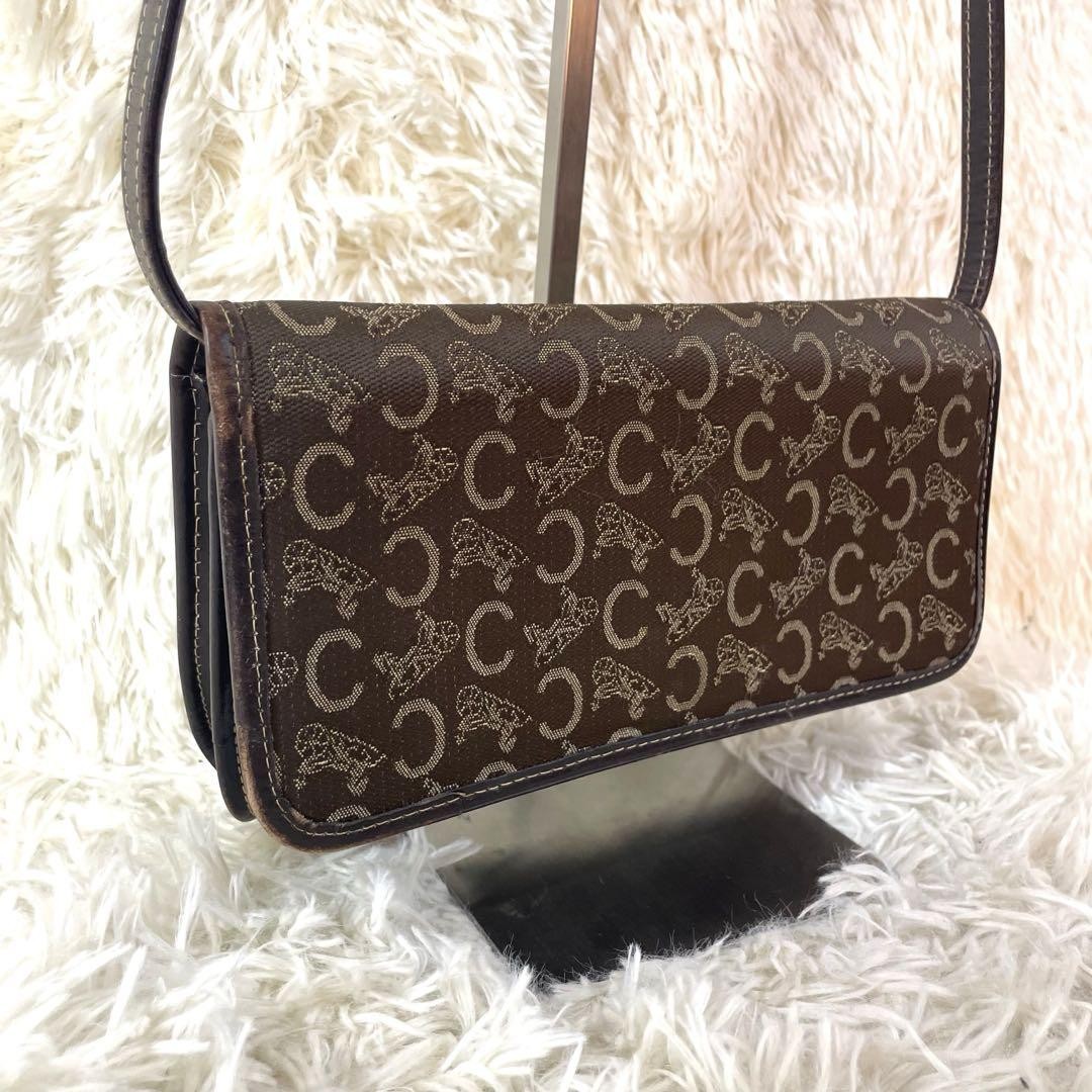 CELINE Shoulder Bag Purse Horse carriage Brown Authentic