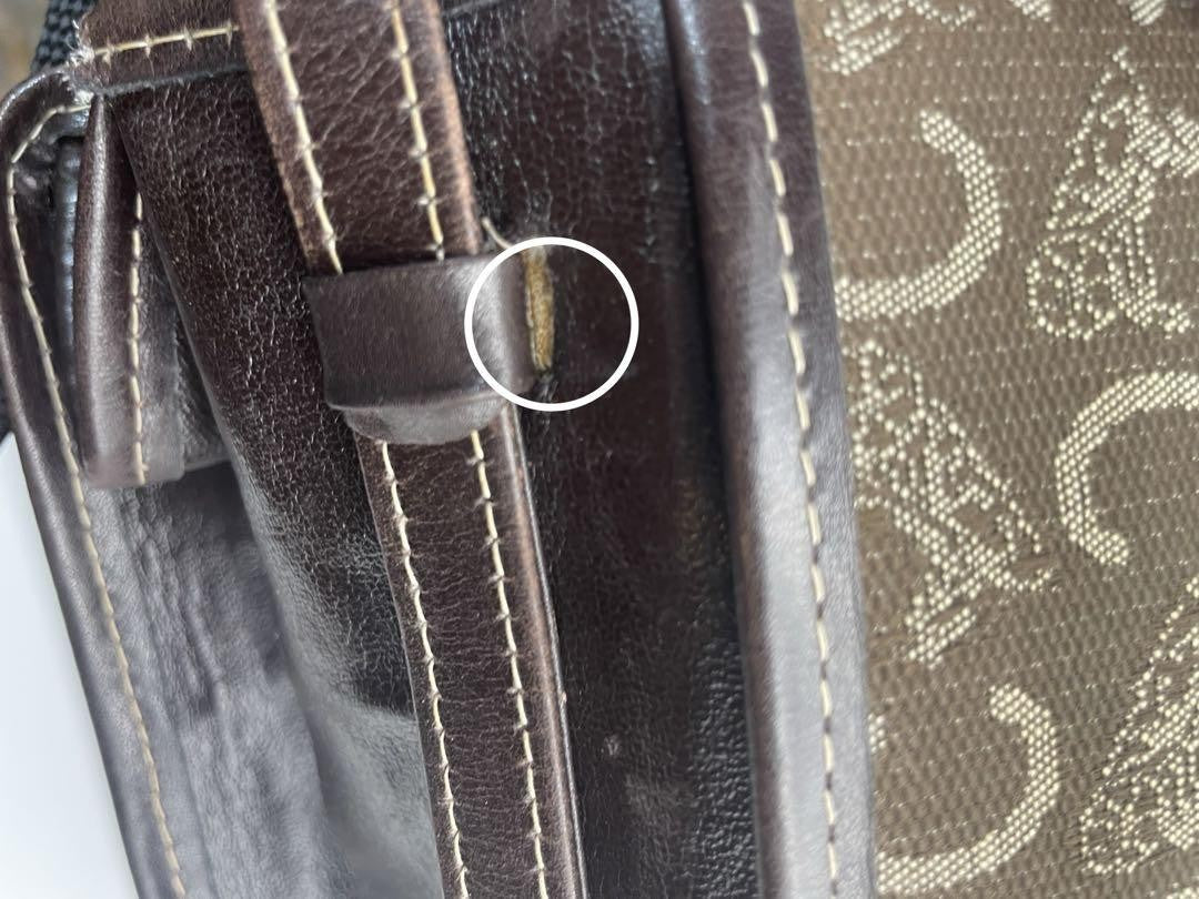 CELINE Shoulder Bag Purse Horse carriage Brown Authentic