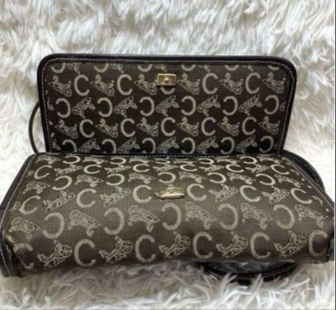 CELINE Shoulder Bag Purse Horse carriage Brown Authentic