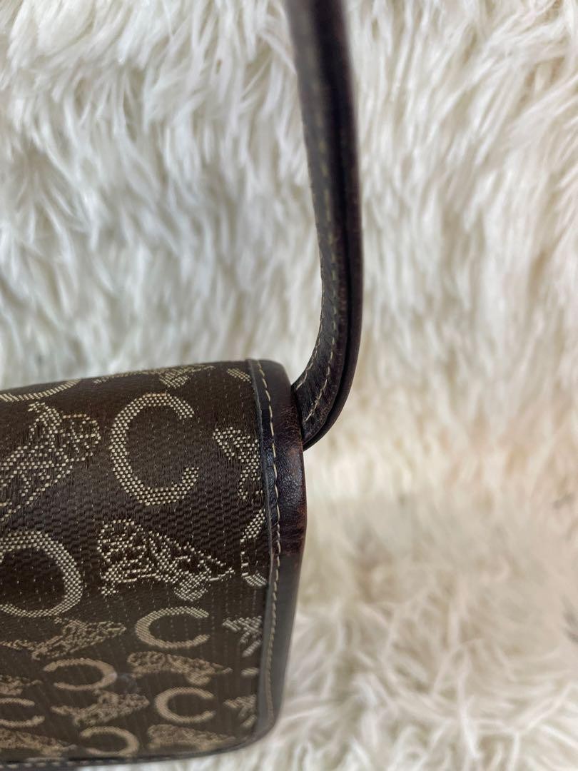 CELINE Shoulder Bag Purse Horse carriage Brown Authentic