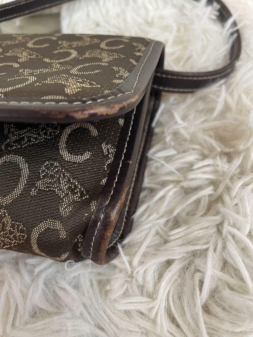 CELINE Shoulder Bag Purse Horse carriage Brown Authentic