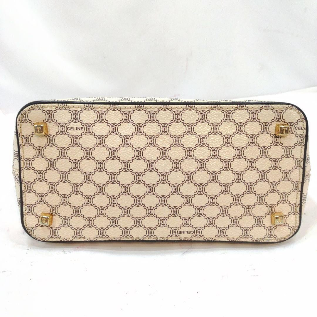 CELINE Accessory Pouch Hand Pouch Macadam Leather PVC White Authentic