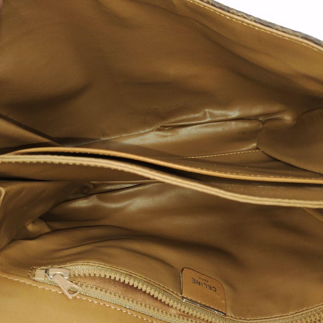 CELINE Shoulder Bag Purse Macadam Leather PVC Brown Authentic