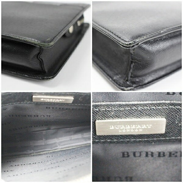 BURBERRY Second bag Business bag Leather Black Authentic