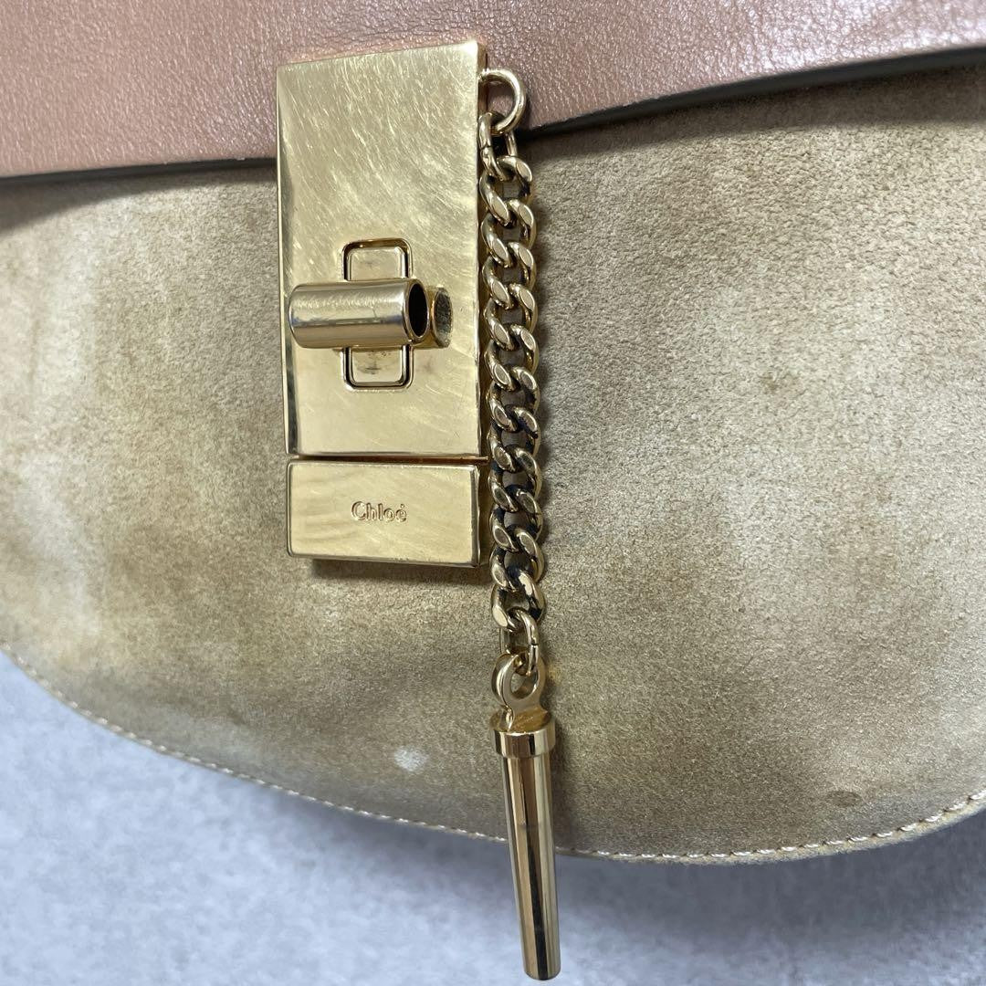 Chloe Shoulder Bag Purse Drew Camel Brown Authentic