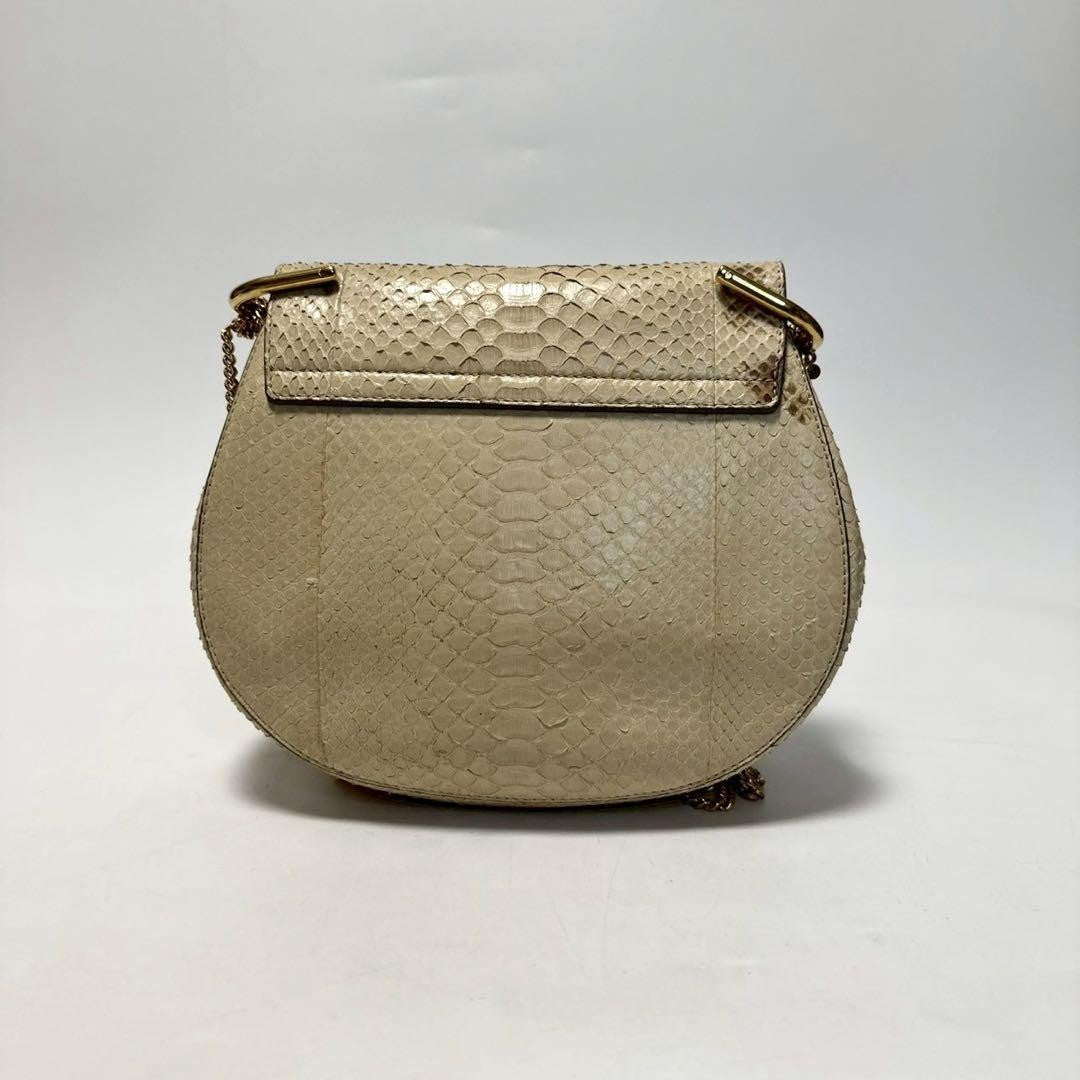 Chloe Shoulder Bag Purse Drew Leather Beige Ivory Authentic