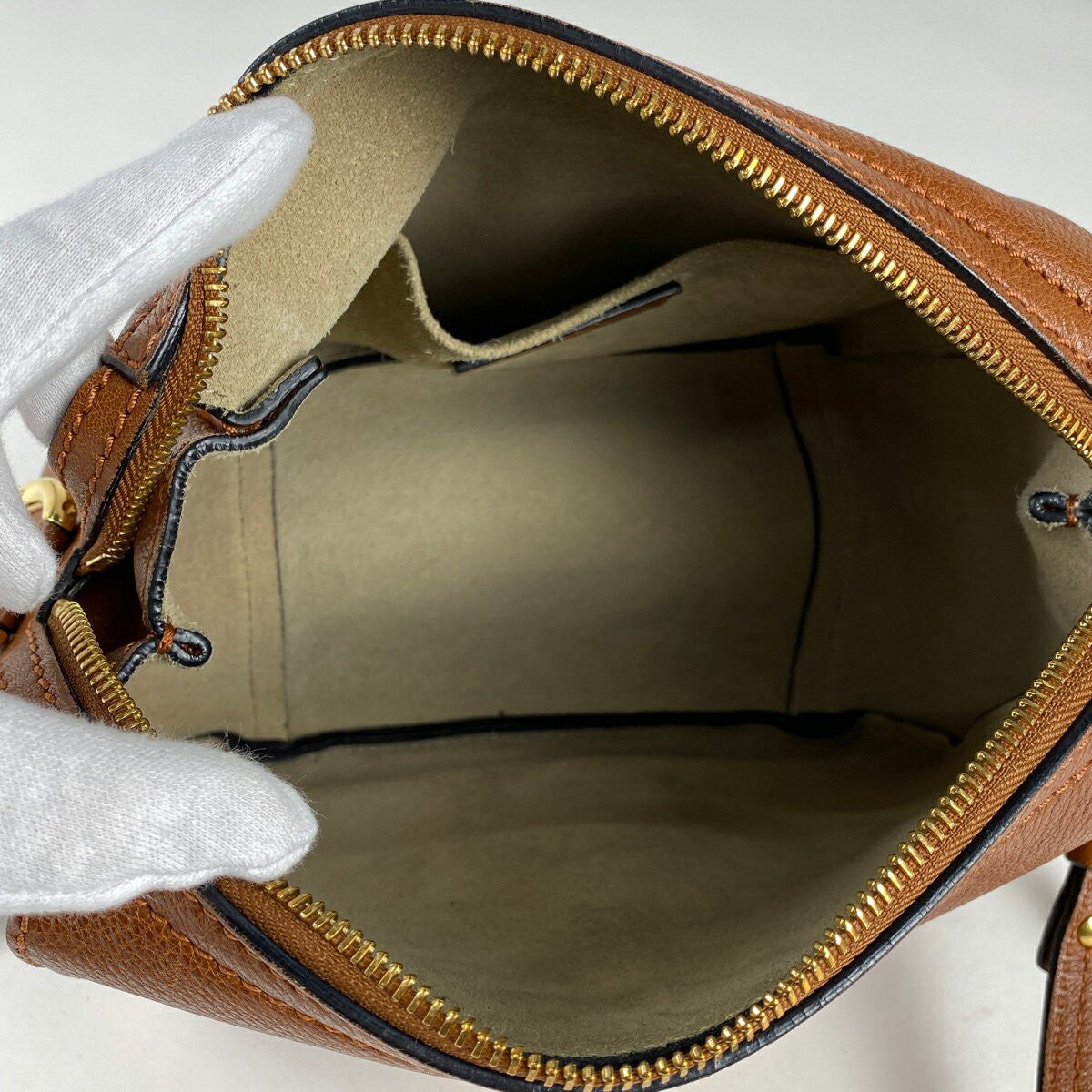 Chloe Shoulder Bag Purse 2way Logo Leather Brown Authentic