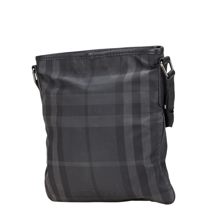 BURBERRY Shoulder Bag Purse Nova Check Nylon Leather Black Authentic