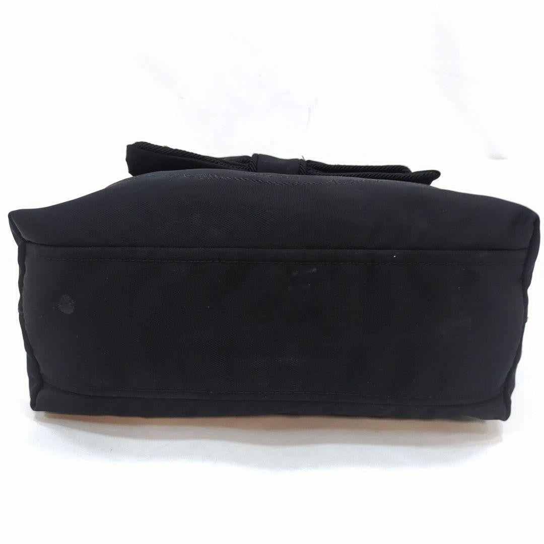 PRADA Hand Shoulder Bag Tote Purse 2way Logo Ribbon Nylon Black Authentic