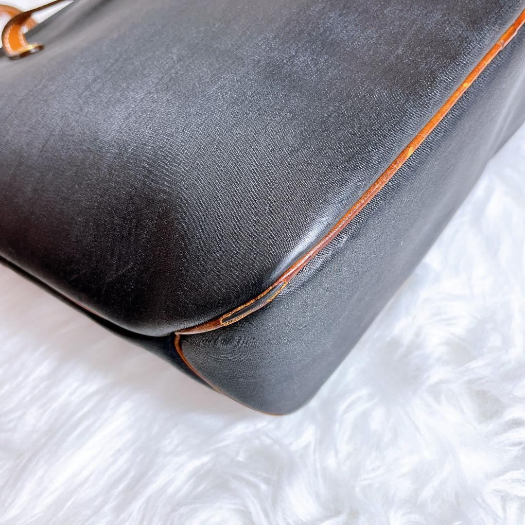 Christian Dior Hand Bag Tote Purse CD Nylon Canvas Leather Black Brown Authentic