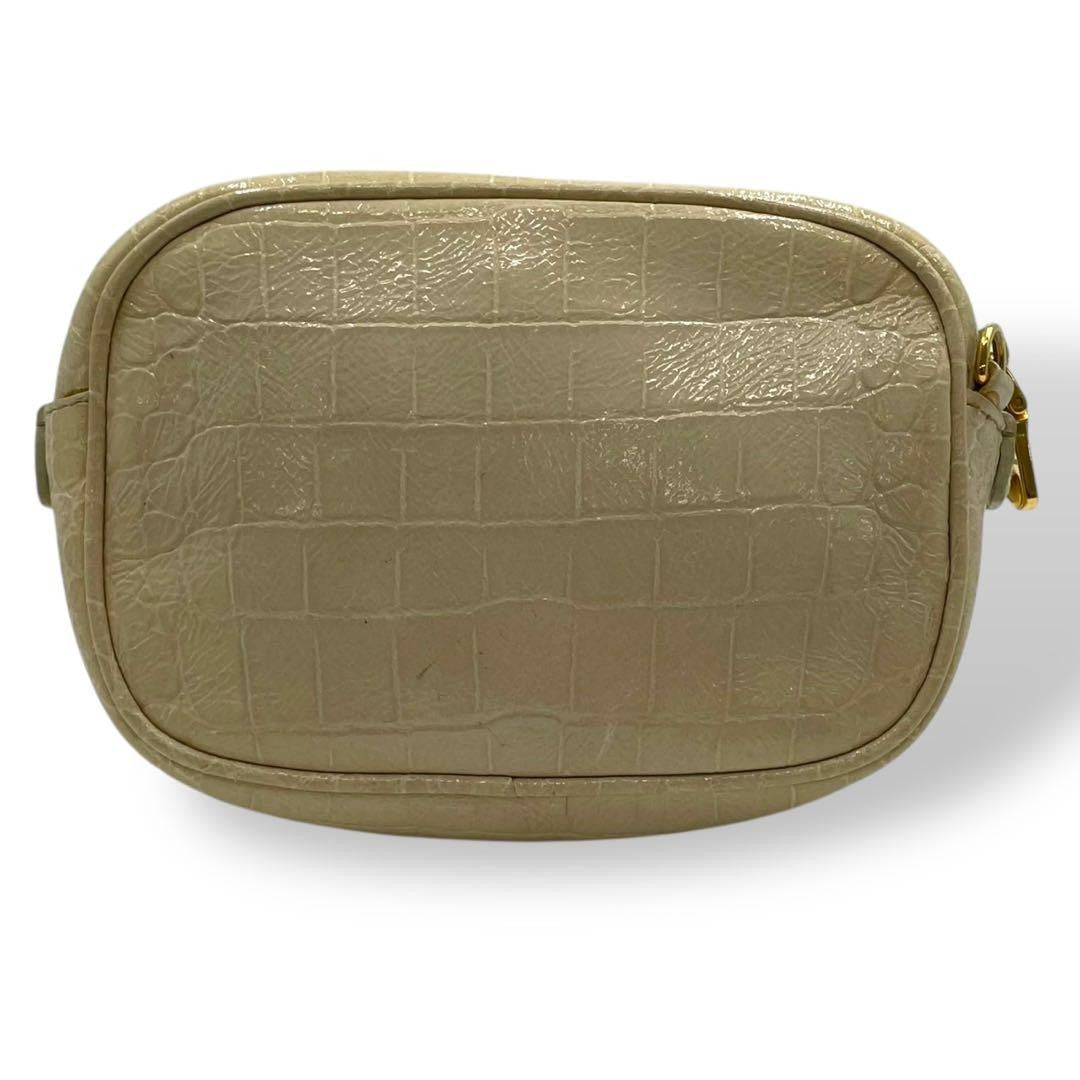 MIU MIU Shoulder Bag Purse Logo Leather Beige Authentic