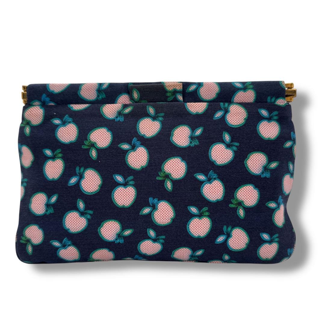MIU MIU Accessory Pouch Hand Pouch Logo Canvas Navy Authentic