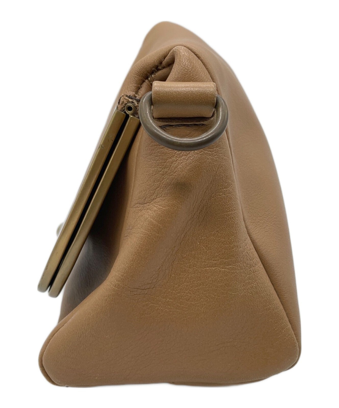 MIU MIU Shoulder Bag Purse Leather Light Brown Authentic