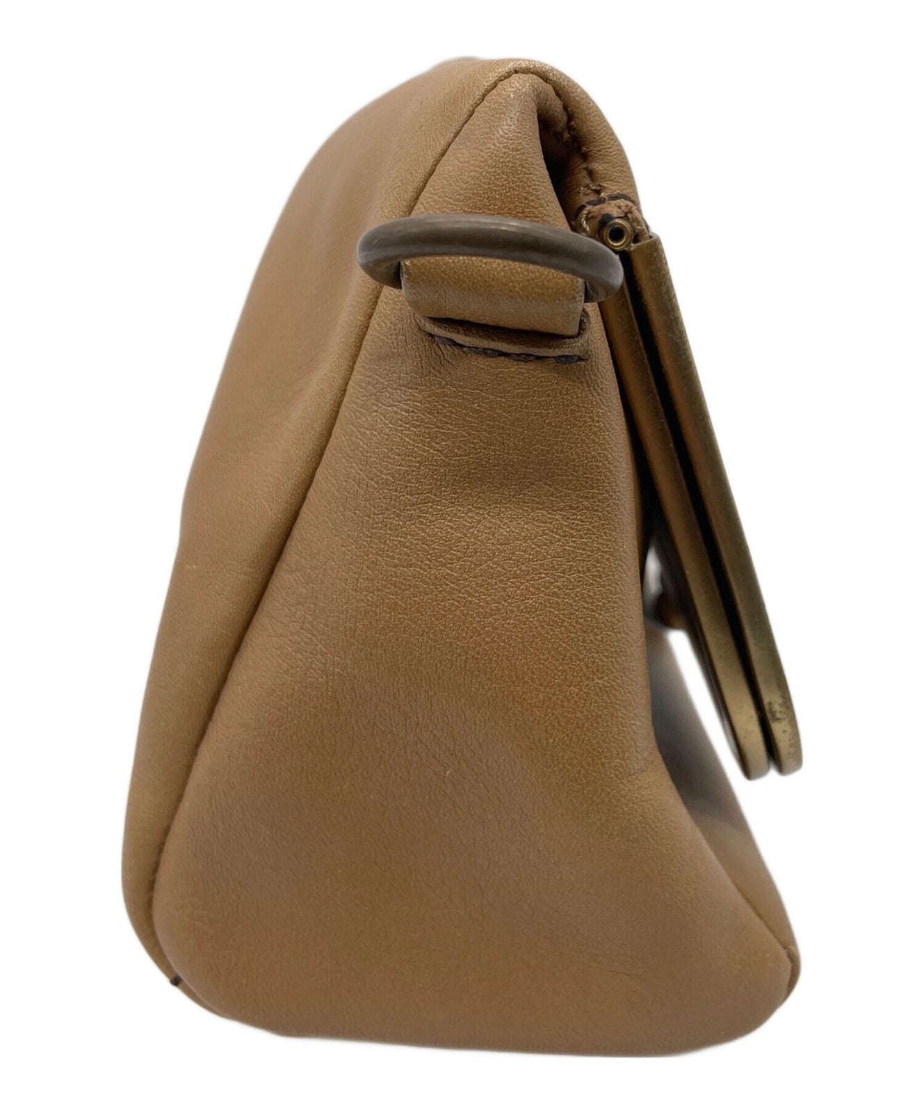 MIU MIU Shoulder Bag Purse Leather Light Brown Authentic