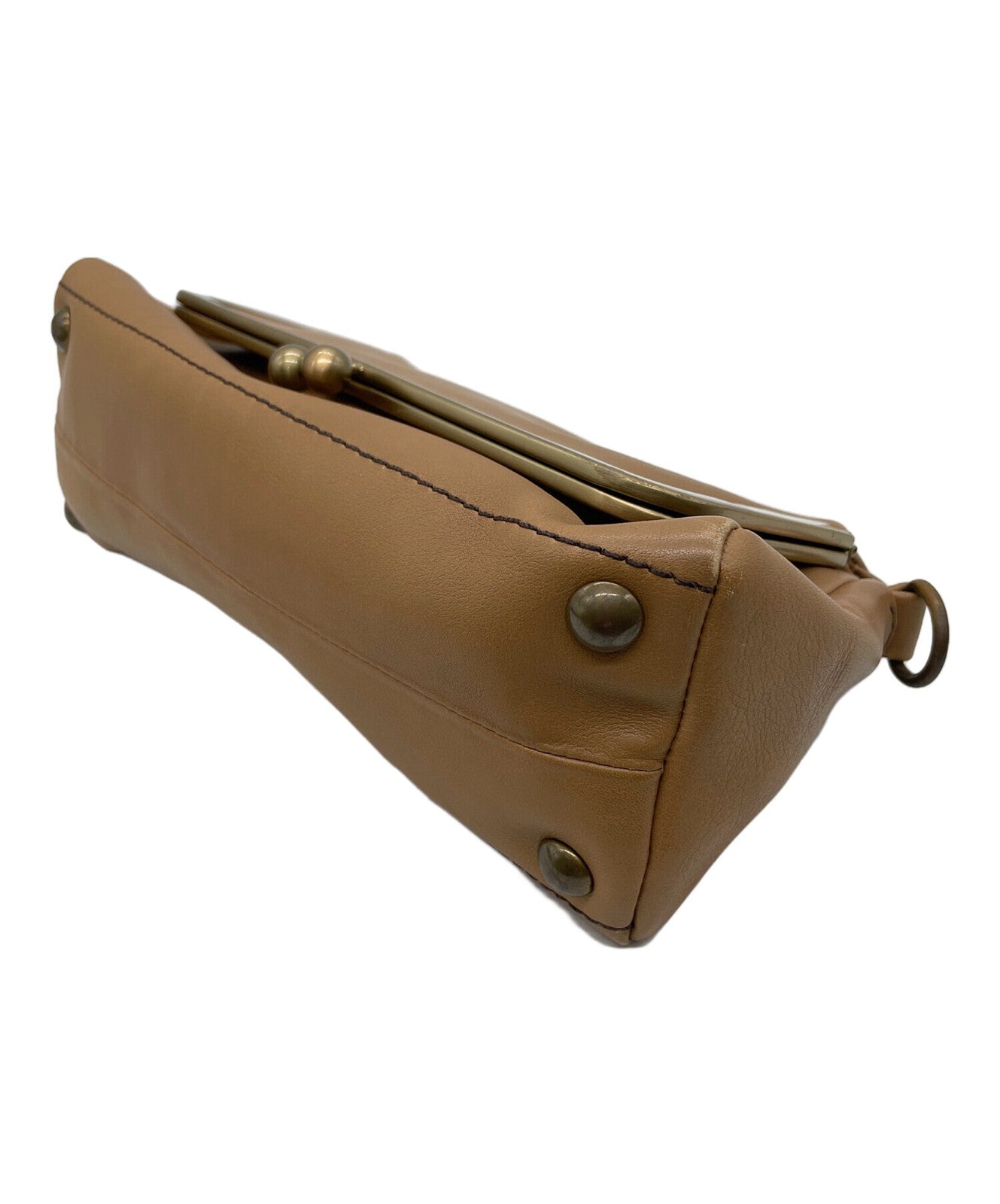 MIU MIU Shoulder Bag Purse Leather Light Brown Authentic