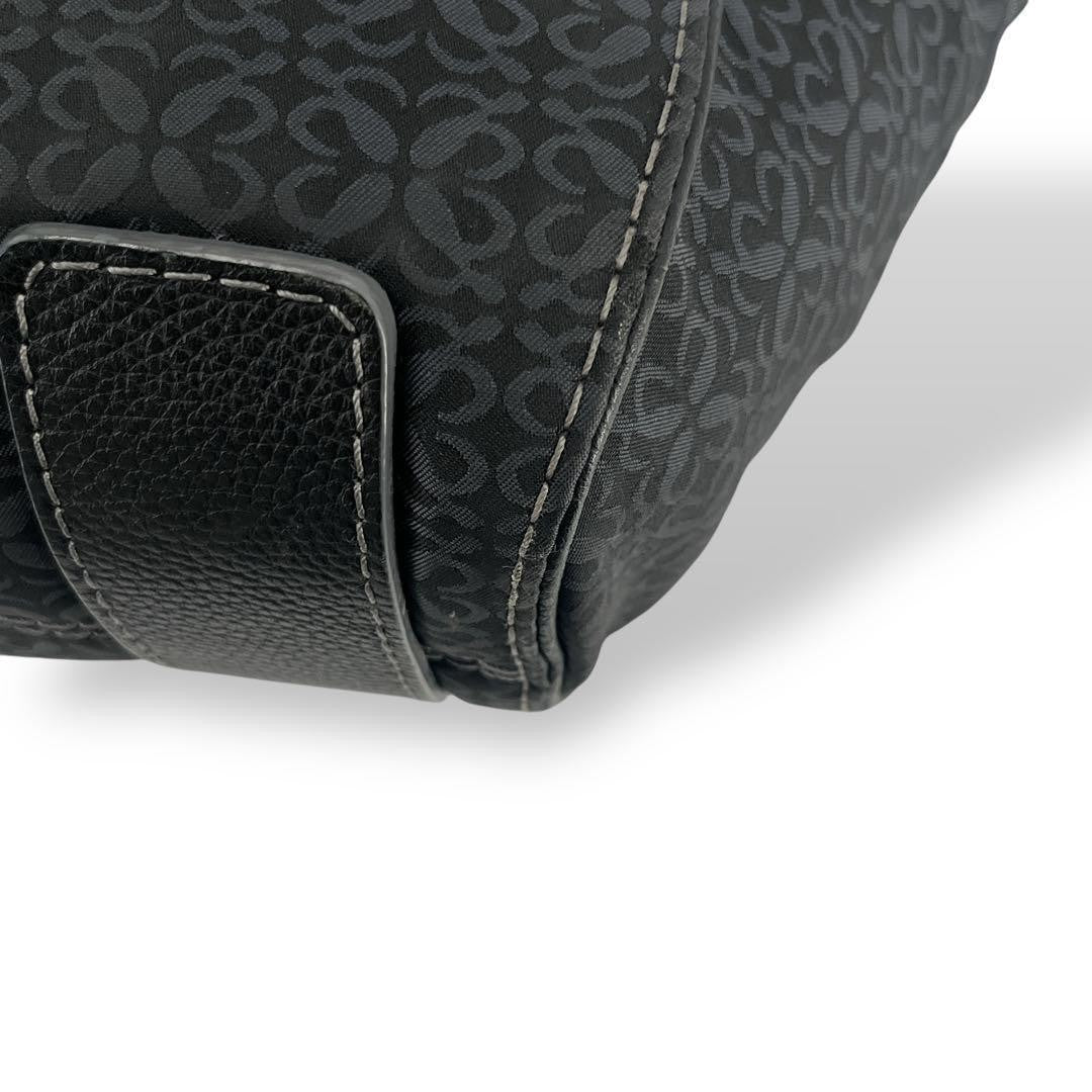 LOEWE Hand Bag Tote Purse Anagram Canvas Leather Black Authentic