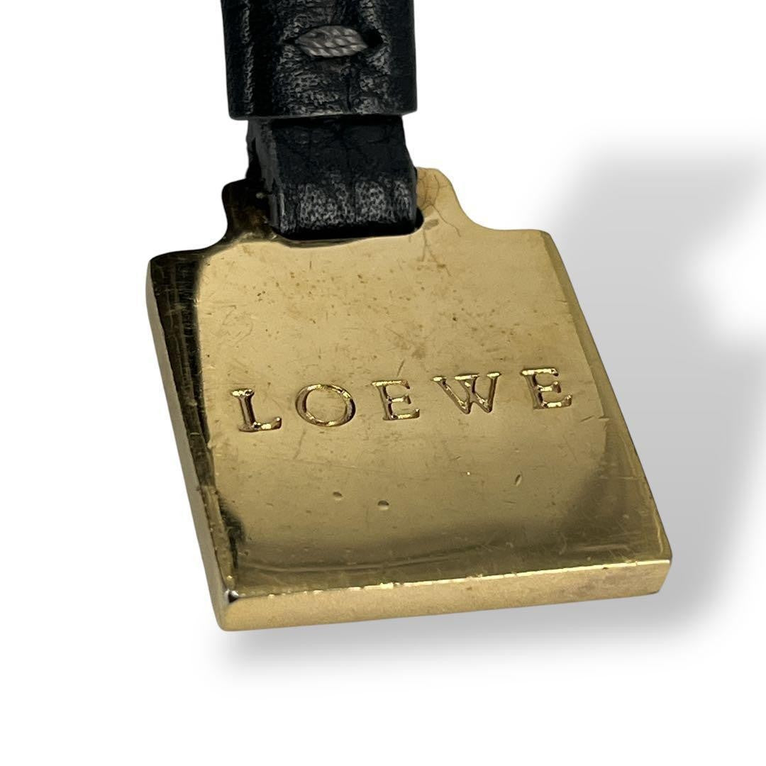 LOEWE Hand Bag Tote Purse Anagram Canvas Leather Black Authentic